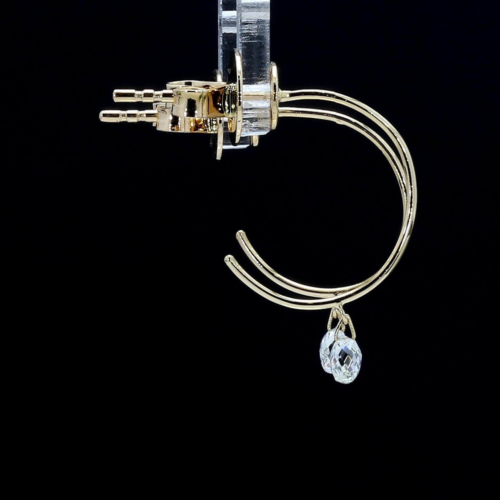 PANIM 0.31 Carat 18K Yellow Gold Diamond Briolette Hoop Earrings For Sale 7