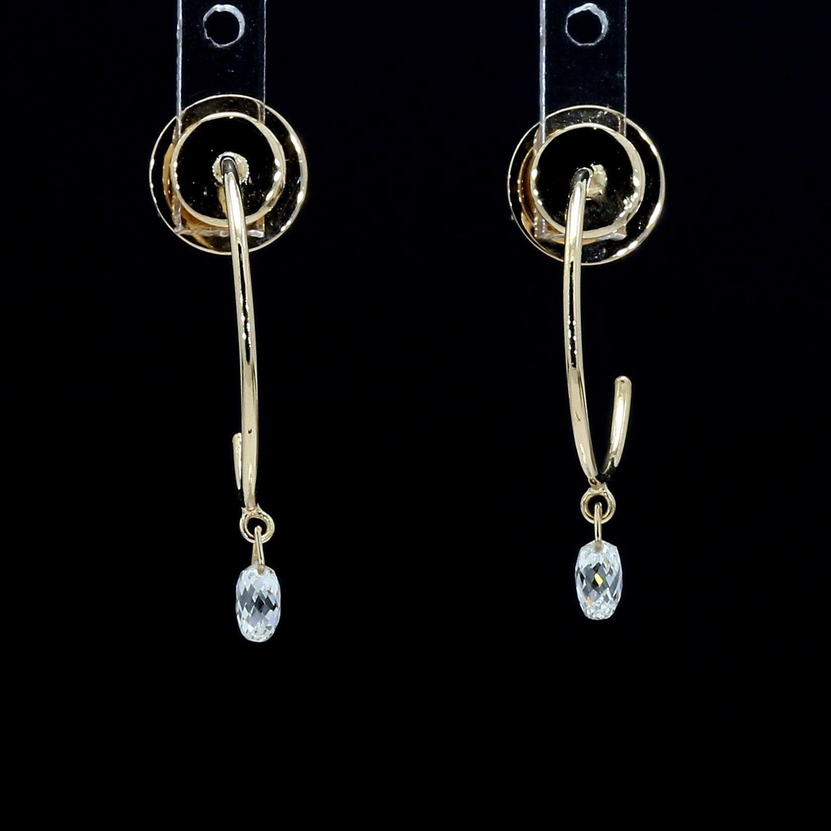 PANIM 0.31 Carat 18K Yellow Gold Diamond Briolette Hoop Earrings For Sale 9