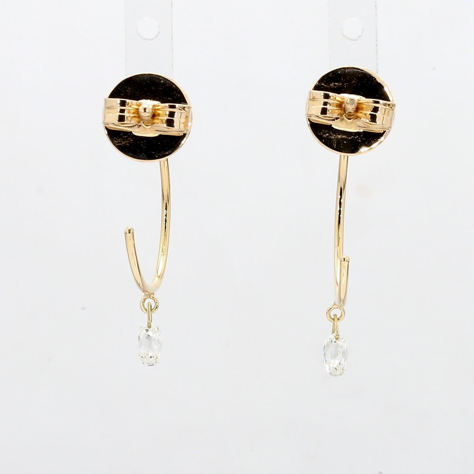 PANIM 0.31 Carat 18K Yellow Gold Diamond Briolette Hoop Earrings In New Condition For Sale In Tsim Sha Tsui, Hong Kong