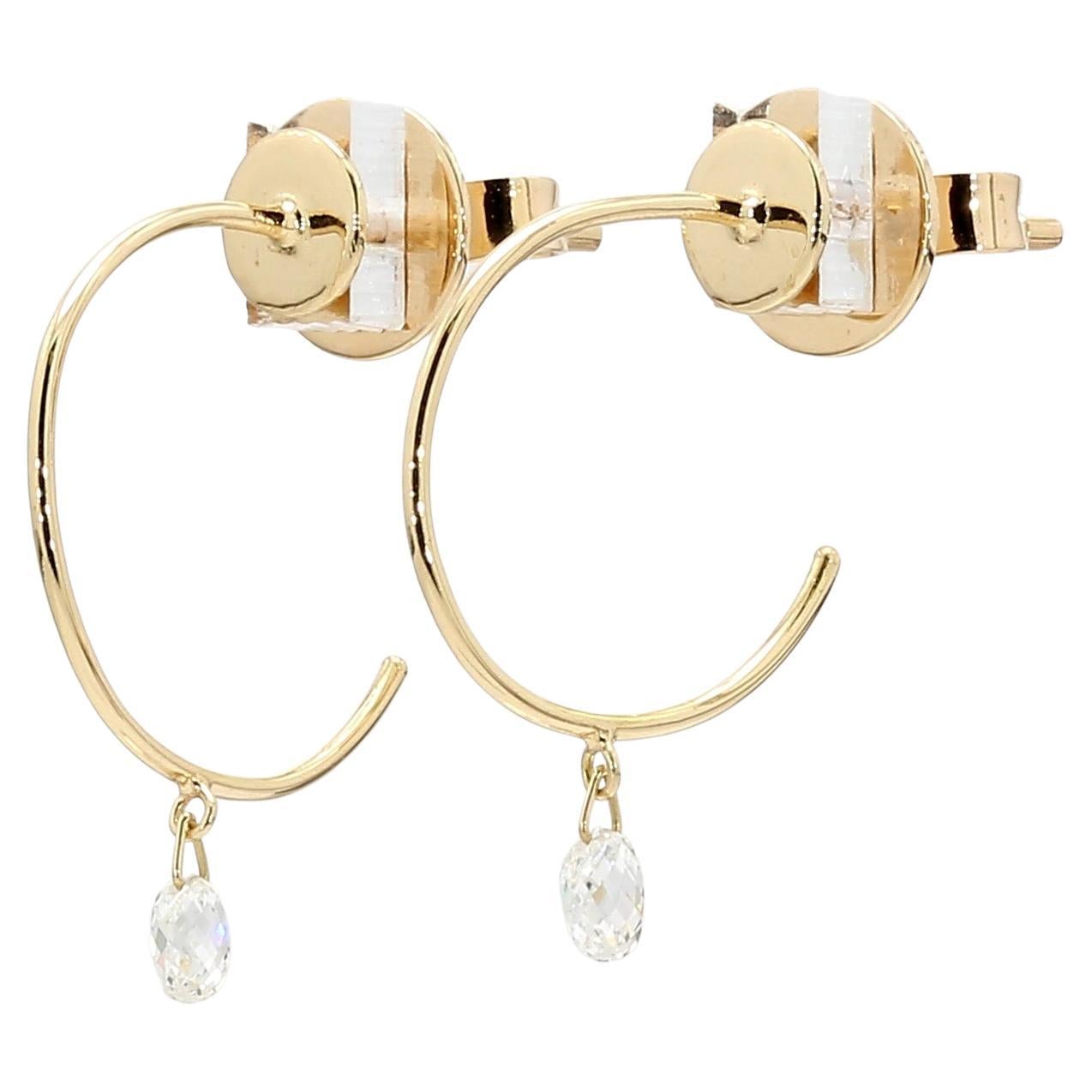 PANIM 0.31 Carat 18K Yellow Gold Diamond Briolette Hoop Earrings