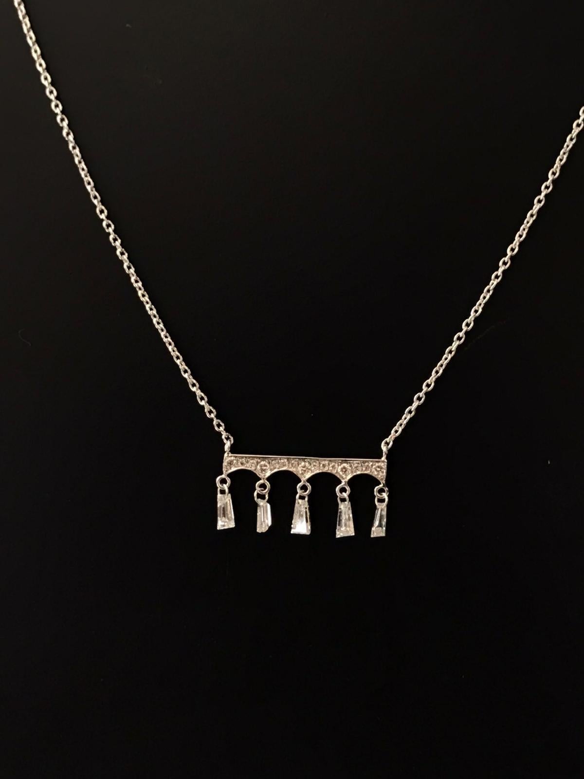Modern PANIM 0.36 Carat Diamond Baguette Pendant Necklace For Sale