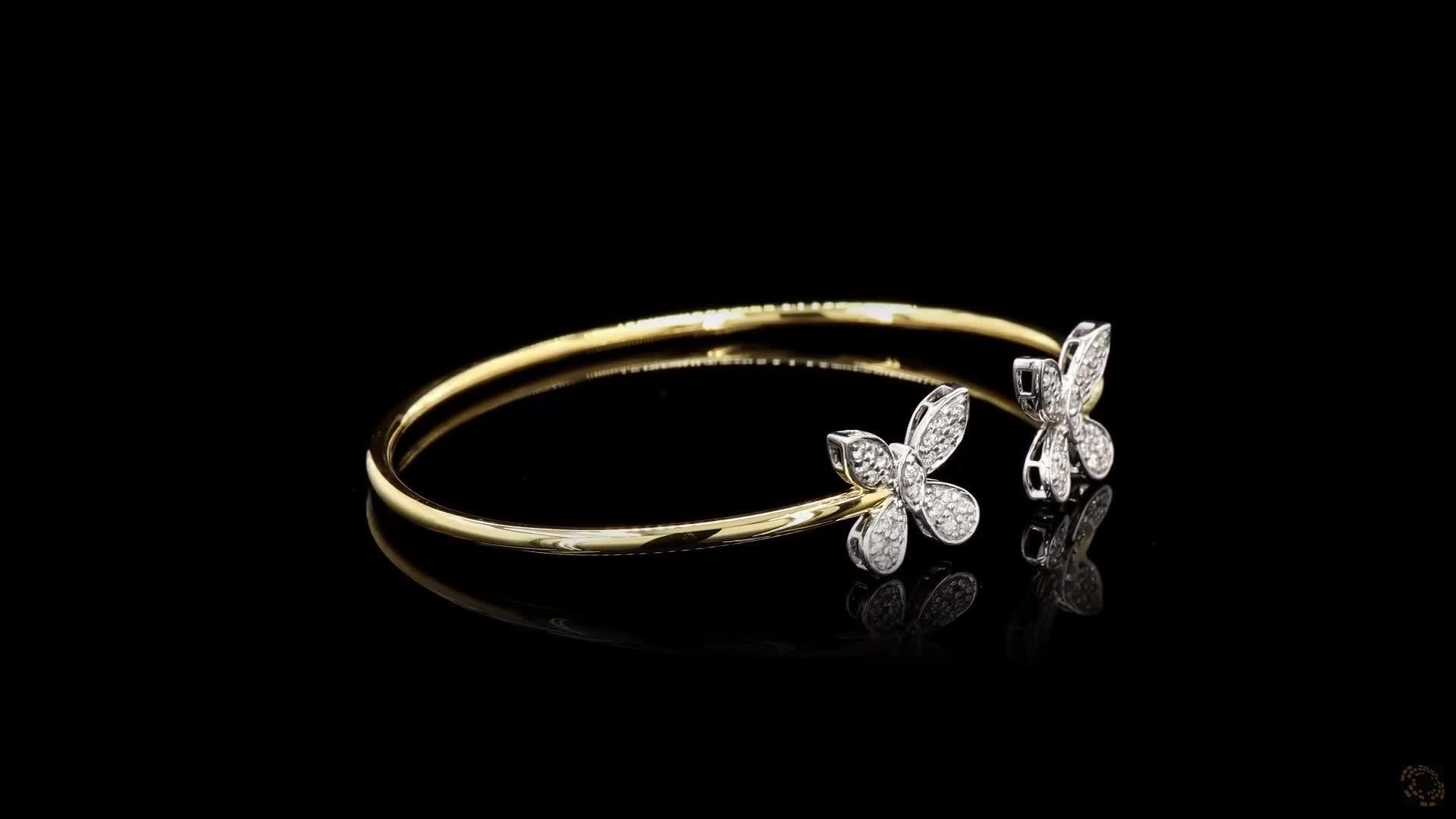 Round Cut PANIM 0.38 Carat 18K Yellow Gold Diamond Butterfly Bracelet For Sale