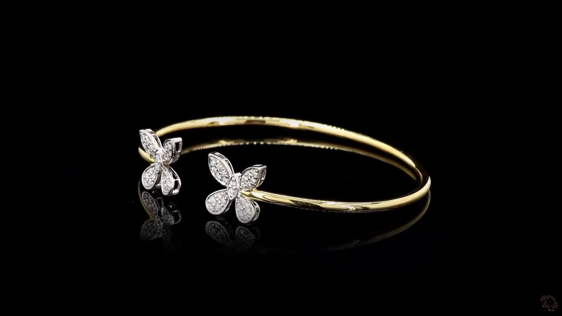 PANIM 0.38 Carat 18K Yellow Gold Diamond Butterfly Bracelet In New Condition For Sale In Tsim Sha Tsui, Hong Kong