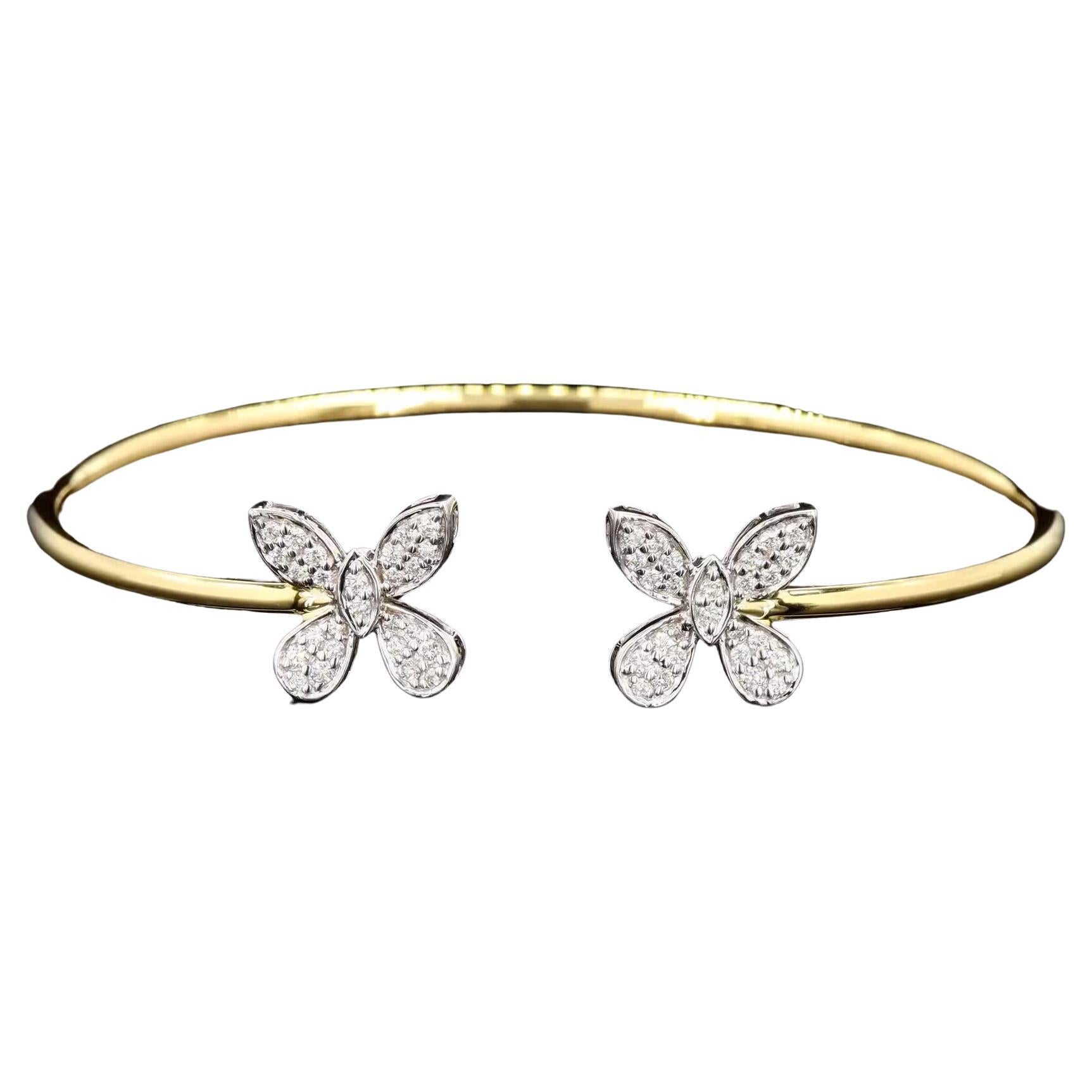PANIM 0.38 Carat 18K Yellow Gold Diamond Butterfly Bracelet For Sale