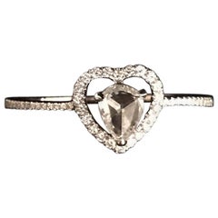 PANIM 0.38 Carat Heart Illusion Ring with Diamond Rosecut in 18 Karat White Gold