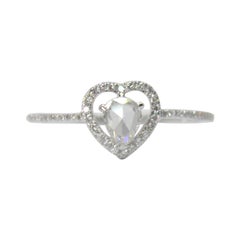 PANIM 0.38 Carat Heart Illusion Ring with Diamond Rosecut in 18 Karat White Gold