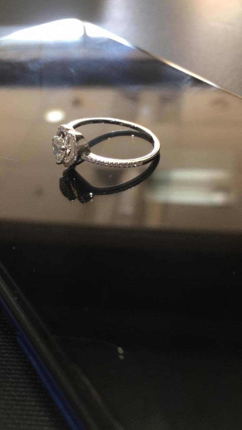 Rose Cut PANIM 0.38 Carat Heart Illusion Ring with Diamond Rosecut in 18 Karat White Gold For Sale