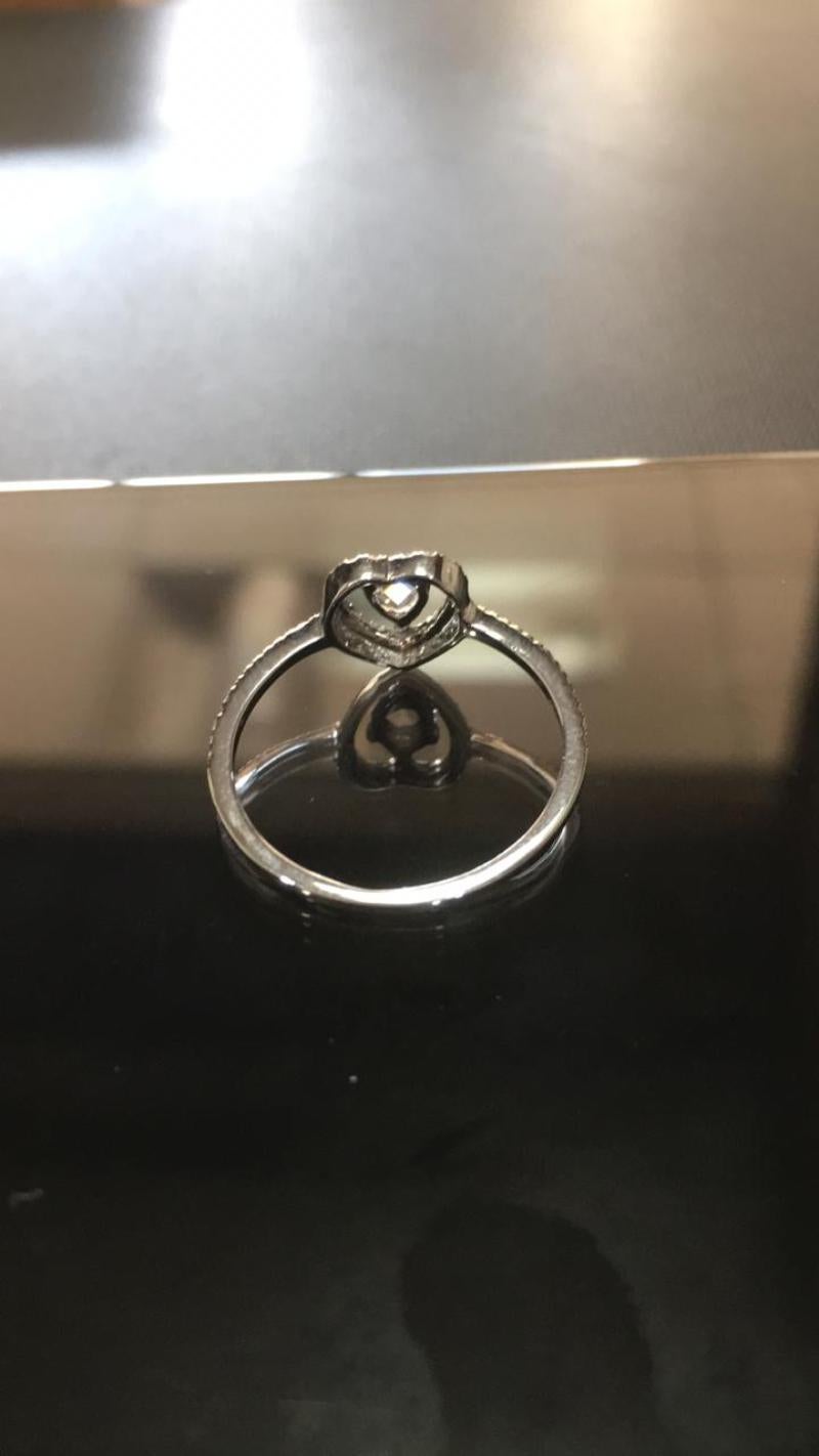 PANIM 0.38 Carat Heart Illusion Ring with Diamond Rosecut in 18 Karat White Gold In New Condition For Sale In Tsim Sha Tsui, Hong Kong