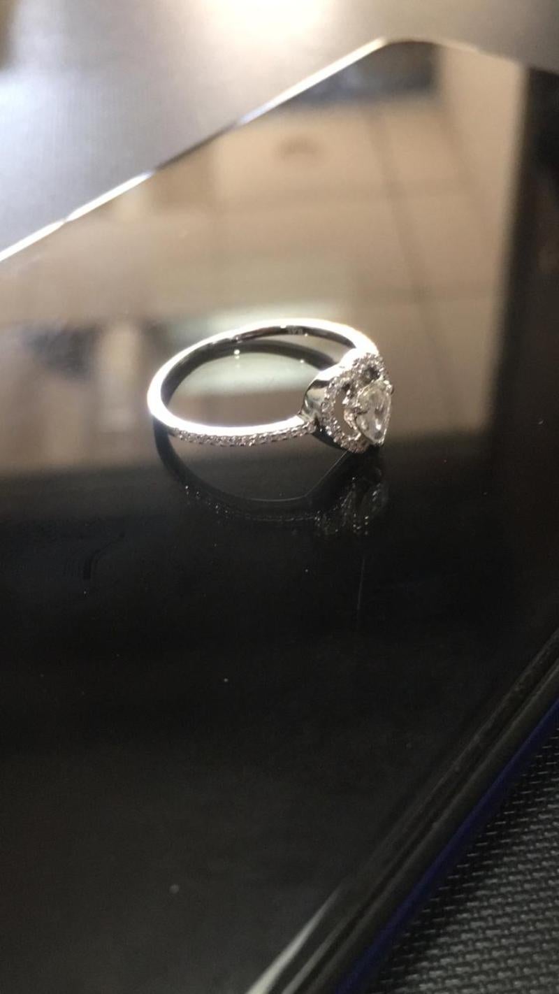 Women's PANIM 0.38 Carat Heart Illusion Ring with Diamond Rosecut in 18 Karat White Gold For Sale