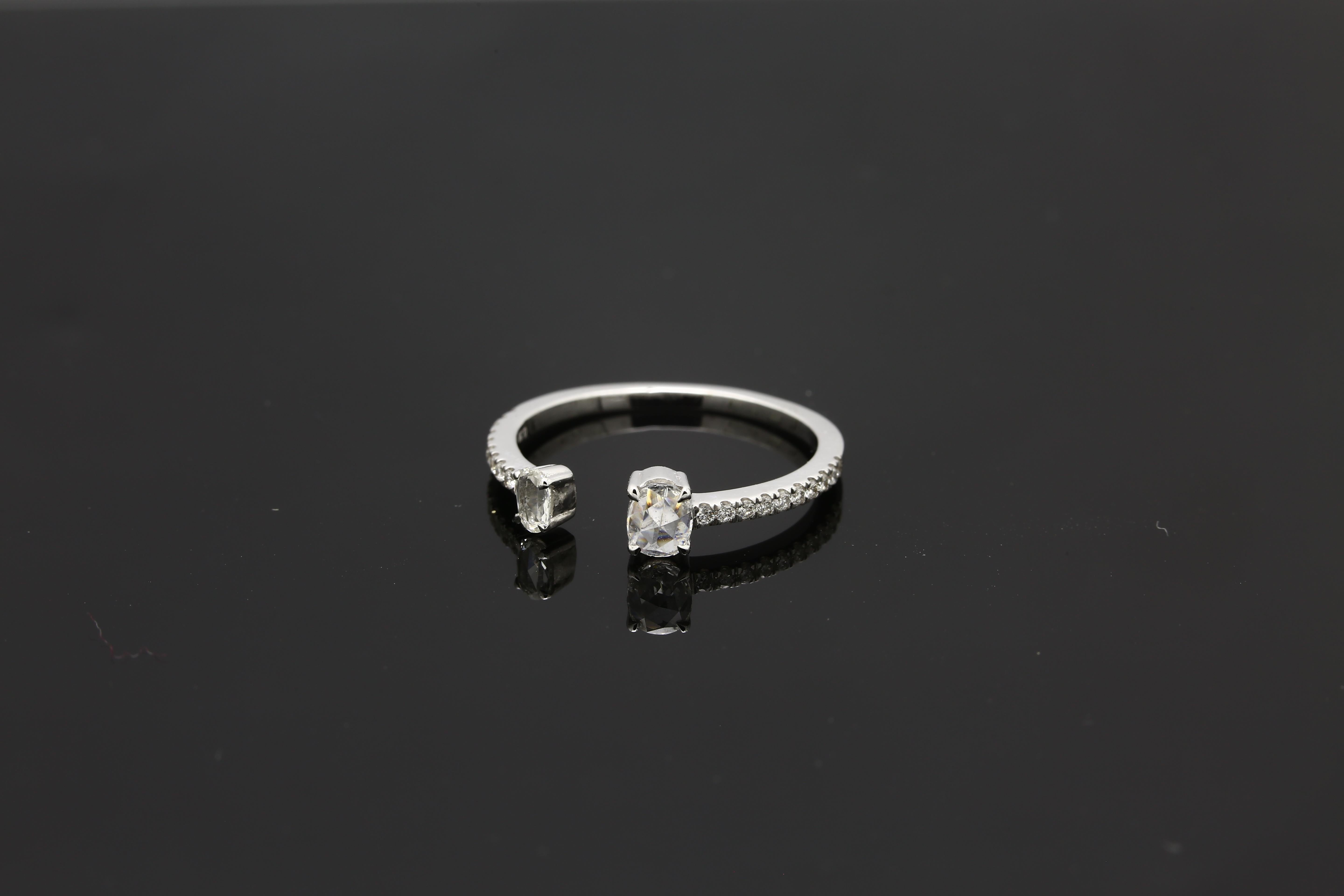 Modern PANIM 0.38 Carat Ring with Diamond Rosecut in 18 Karat White Gold For Sale