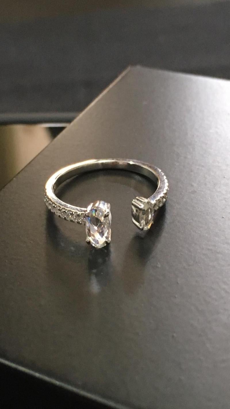 PANIM 0.38 Carat Ring with Diamond Rosecut in 18 Karat White Gold For Sale 2