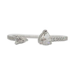 PANIM 0.39 Carat Ring with Diamond Pears Rosecut in 18 Karat White Gold