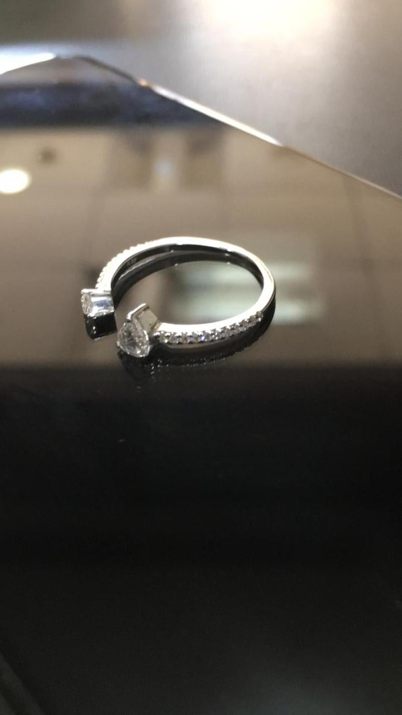 PANIM 0,39 Karat Ring mit Diamant-Birnen im Rosenschliff in 18 Karat Weißgold im Angebot 1