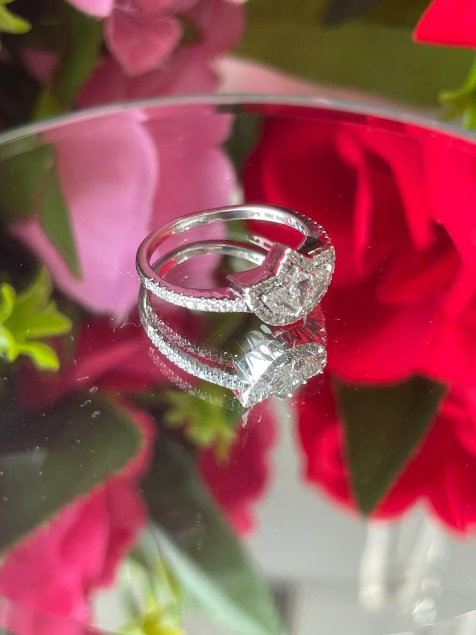 Panim 0.46CTS  Piecut Diamond 18K White Gold Ring For Sale 5