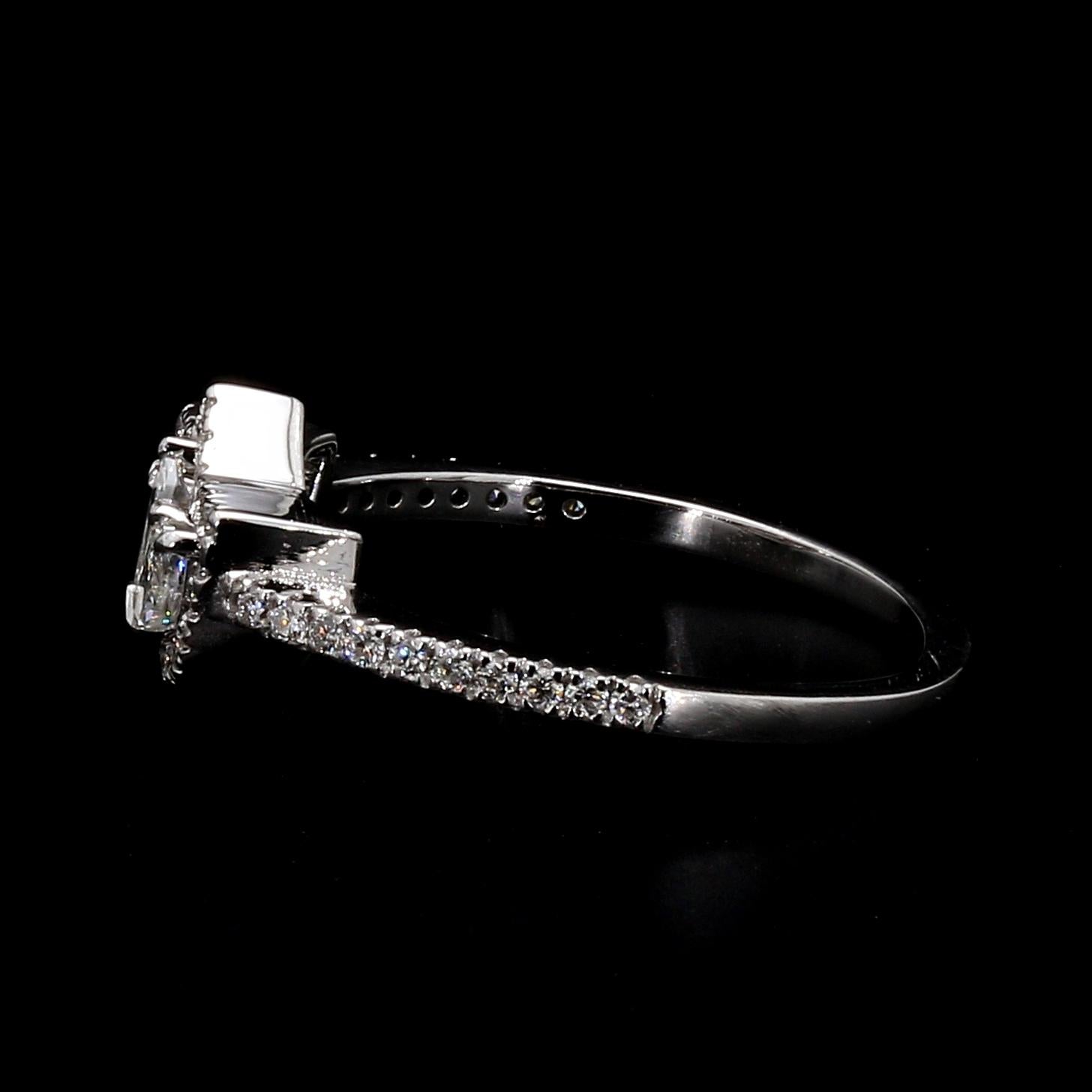 Panim 0.46CTS  Piecut Diamond 18K White Gold Ring For Sale 8