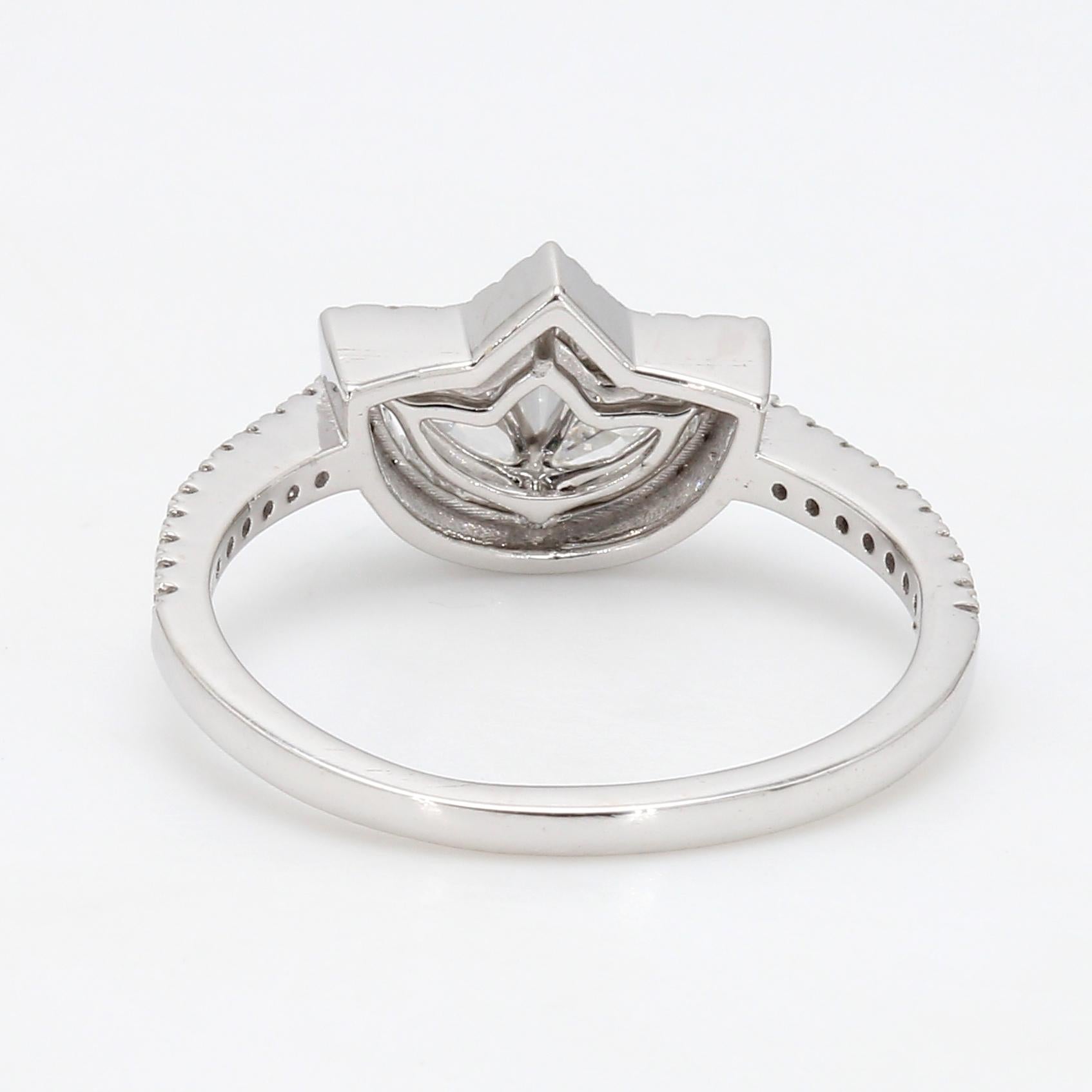Modern Panim 0.46CTS  Piecut Diamond 18K White Gold Ring For Sale
