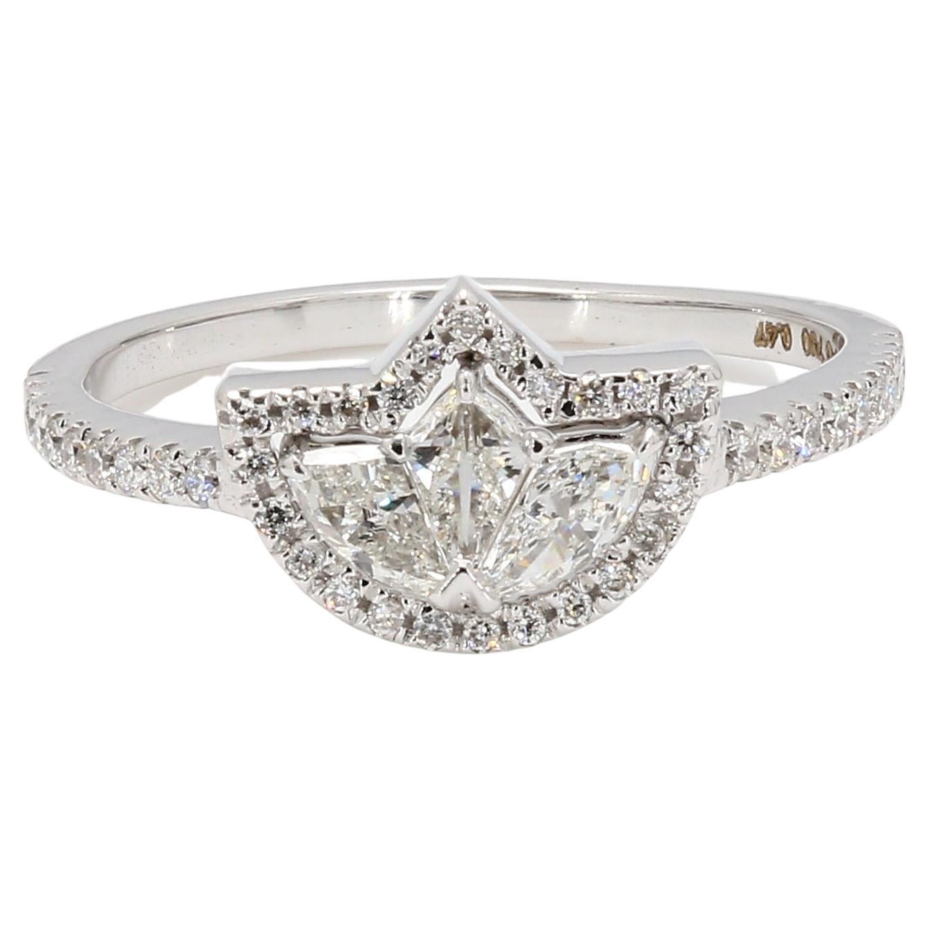 Panim 0.46CTS  Piecut Diamond 18K White Gold Ring For Sale