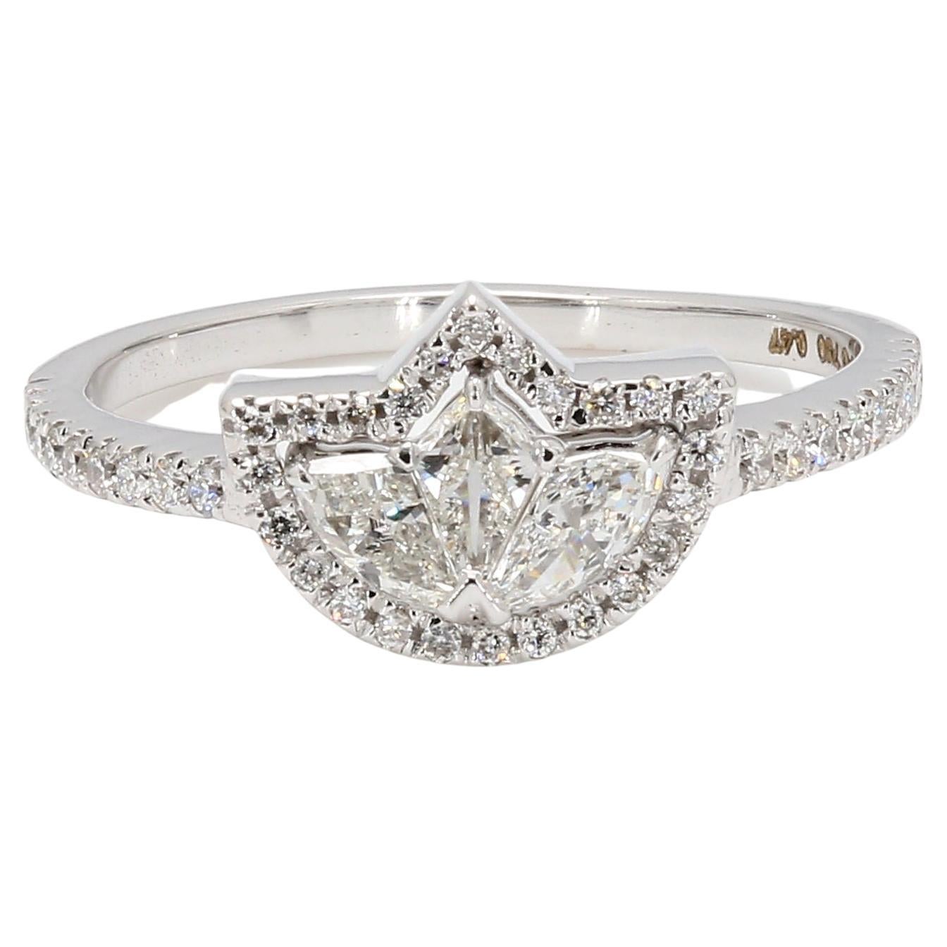 Panim 0.46CTS  Bague en or blanc 18K avec diamant Piecut