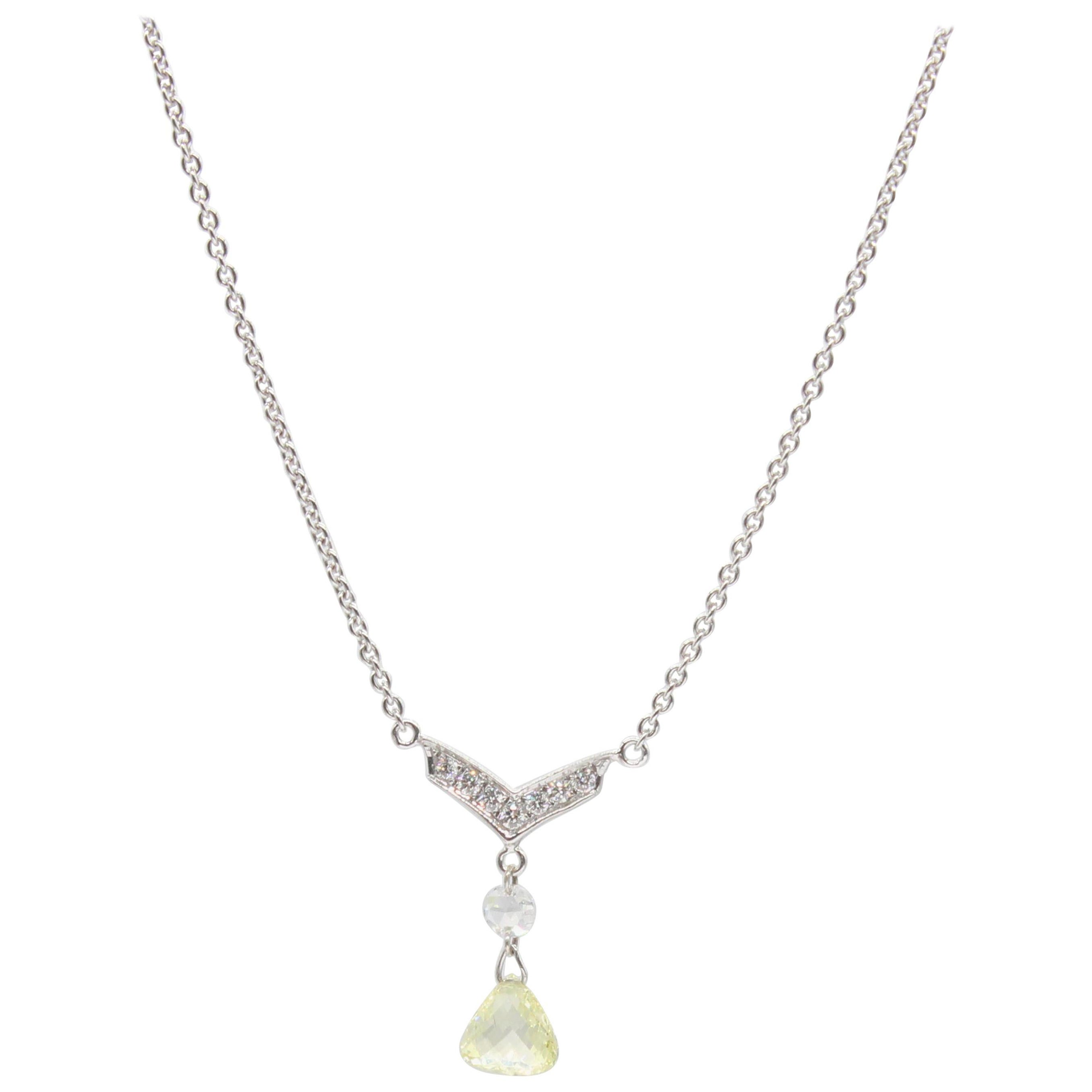 Panim Collar Colgante Taviz 0,53 Quilates Diamante Oro Blanco 18k