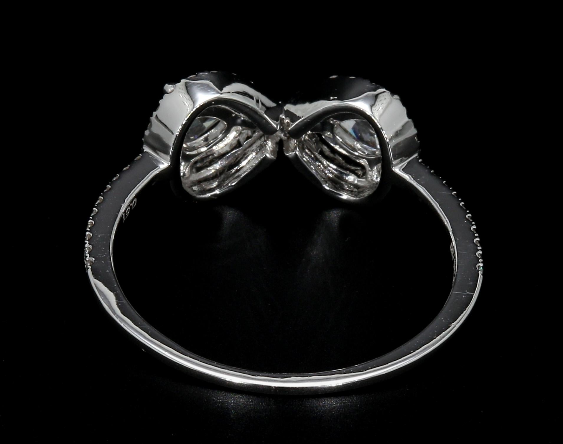 PANIM 0.61 Carat Diamond Rosecut Moi Et Toi 18K White Gold Ring For Sale 4
