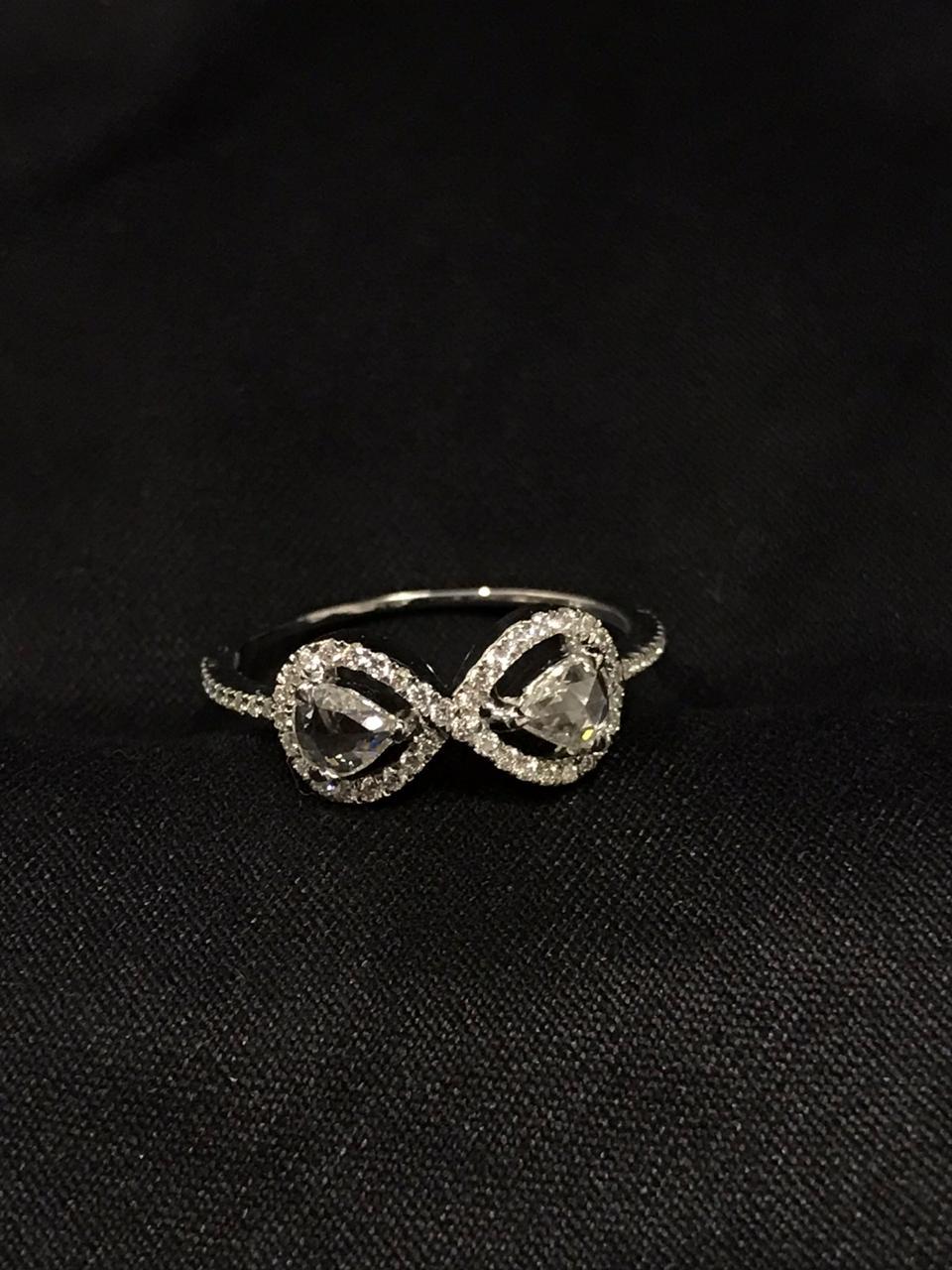 PANIM 0.61 Carat Diamond Rosecut Moi Et Toi 18K White Gold Ring For Sale 6