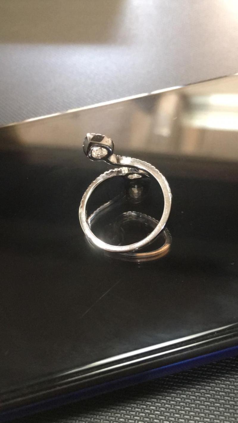 PANIM 0.68 Carat Two Pear Rosecut Diamond Ring in 18 Karat White Gold For Sale 1