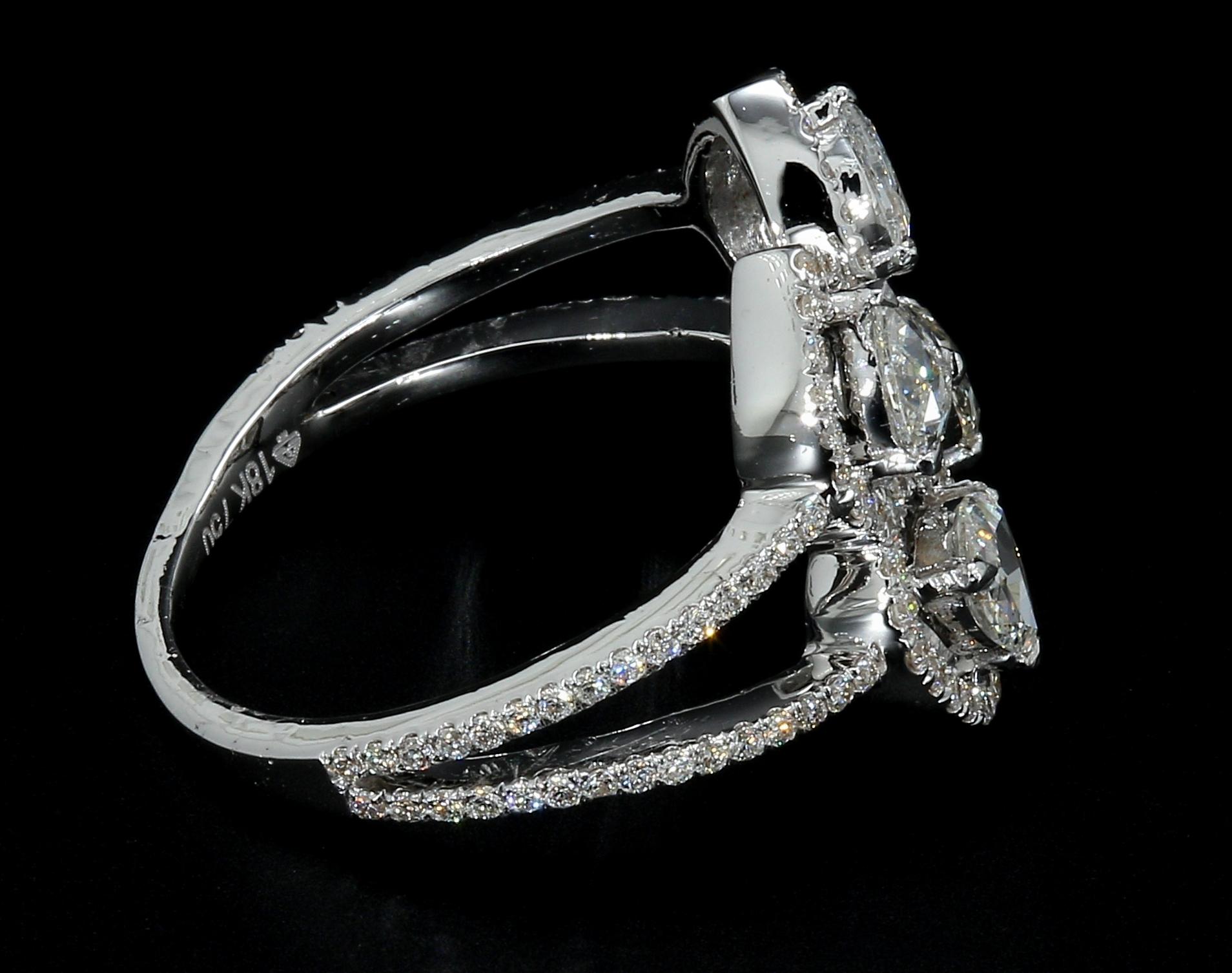 PANIM 0.83 Carat Rosecut Diamond Moi et Toi Ring with in 18 Karat White Gold In New Condition For Sale In Tsim Sha Tsui, Hong Kong