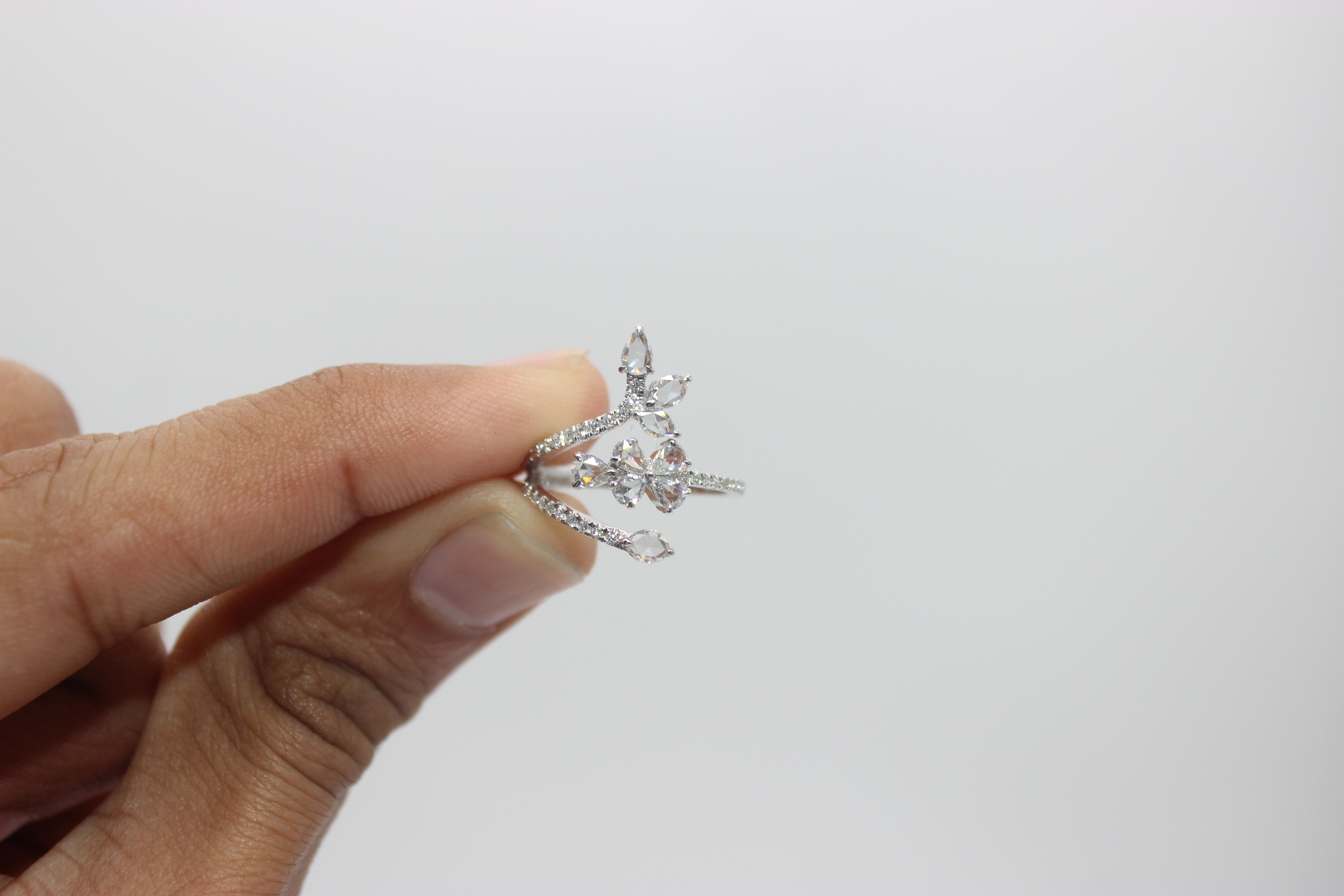 PANIM Bague en or blanc 18 carats avec diamants taille rose de 0,91 carat en vente 7