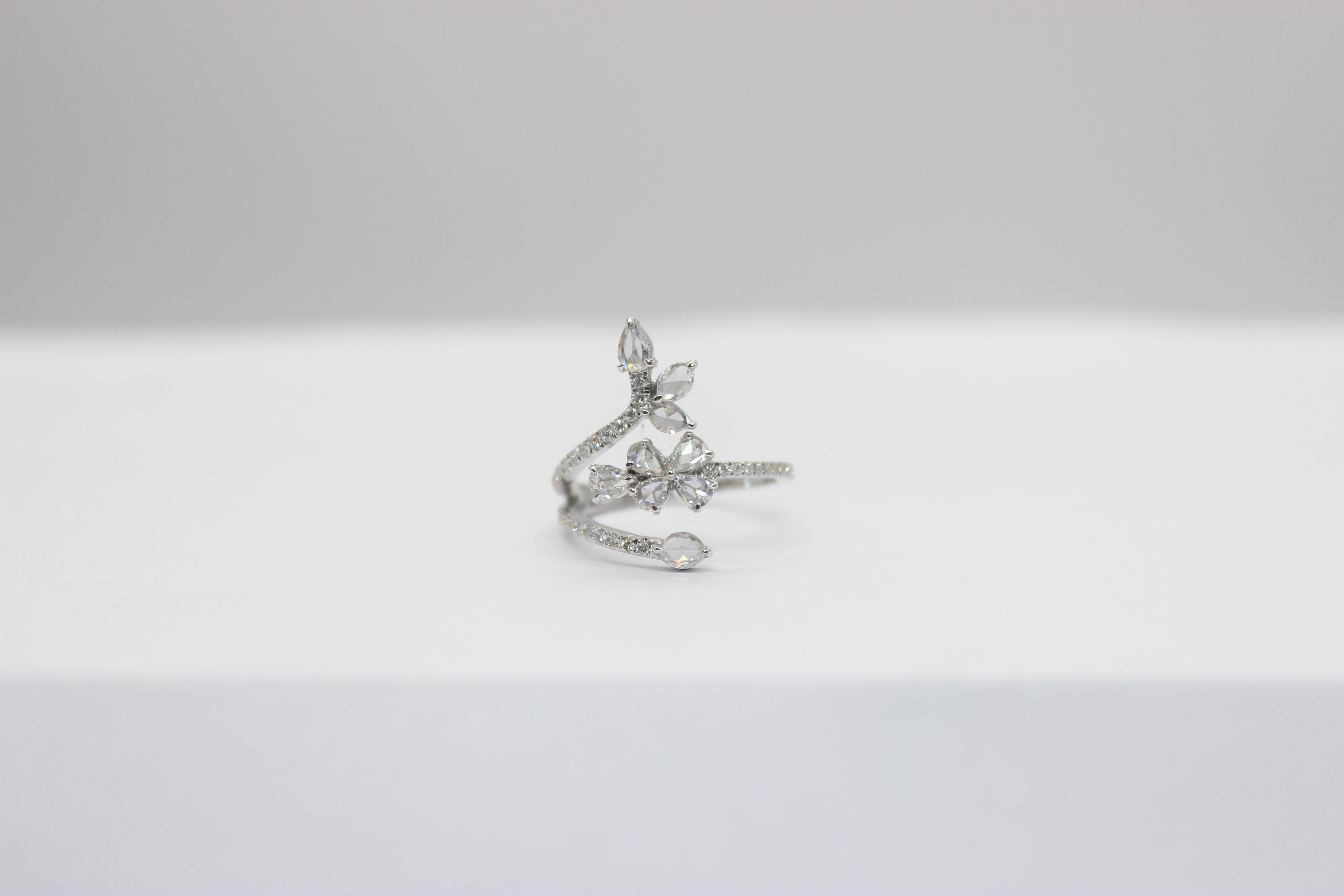 PANIM 0.91 Carat Ring with Diamond Rosecut in 18 Karat White Gold For Sale 8