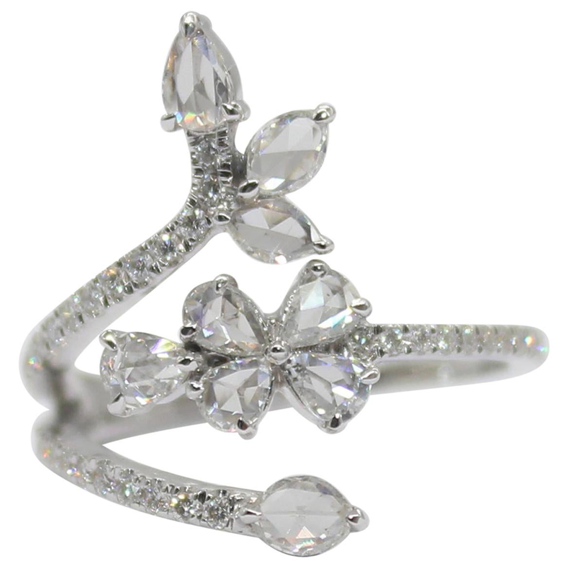 PANIM Bague en or blanc 18 carats avec diamants taille rose de 0,91 carat en vente