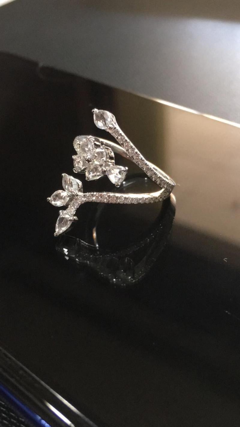 PANIM Bague en or blanc 18 carats avec diamants taille rose de 0,91 carat en vente 5