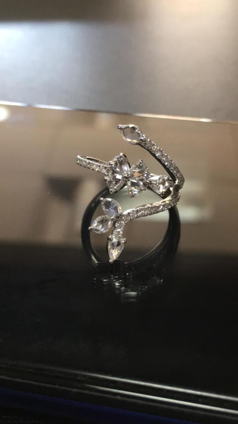 PANIM 0.91 Carat Ring with Diamond Rosecut in 18 Karat White Gold For Sale 6