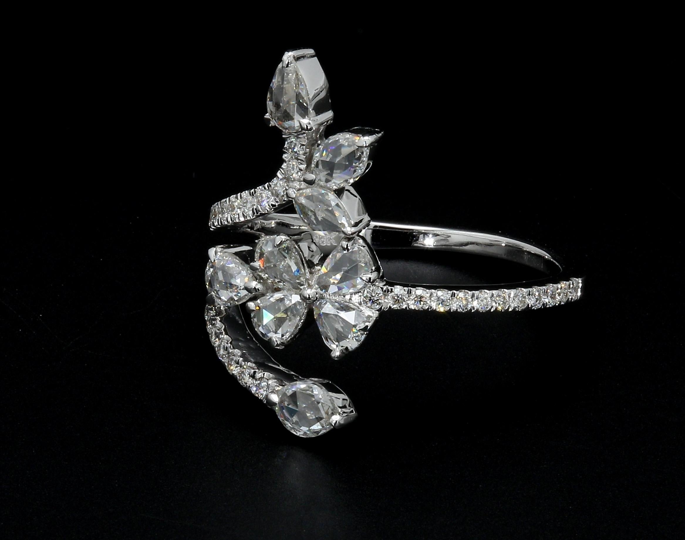 Modern PANIM 0.91 Carat Ring with Diamond Rosecut in 18 Karat White Gold For Sale