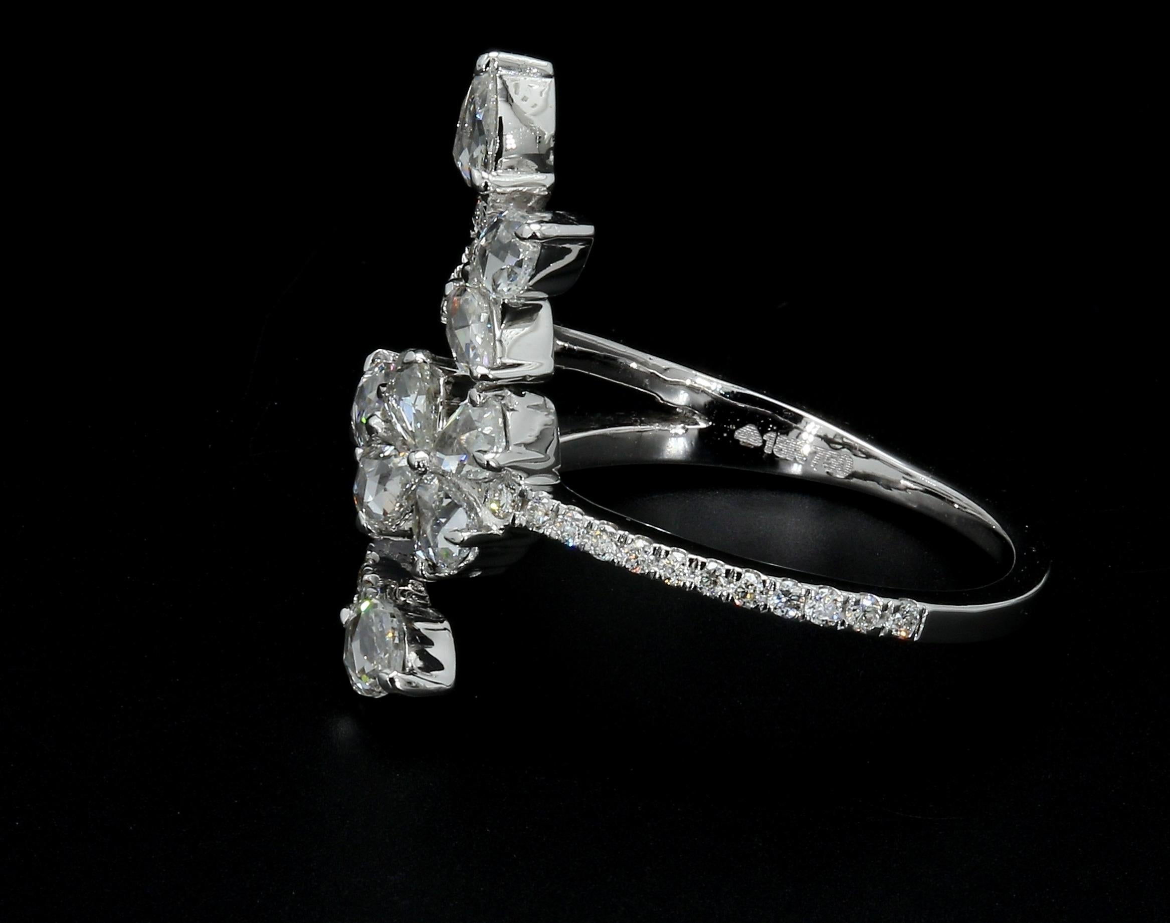 Rose Cut PANIM 0.91 Carat Ring with Diamond Rosecut in 18 Karat White Gold For Sale
