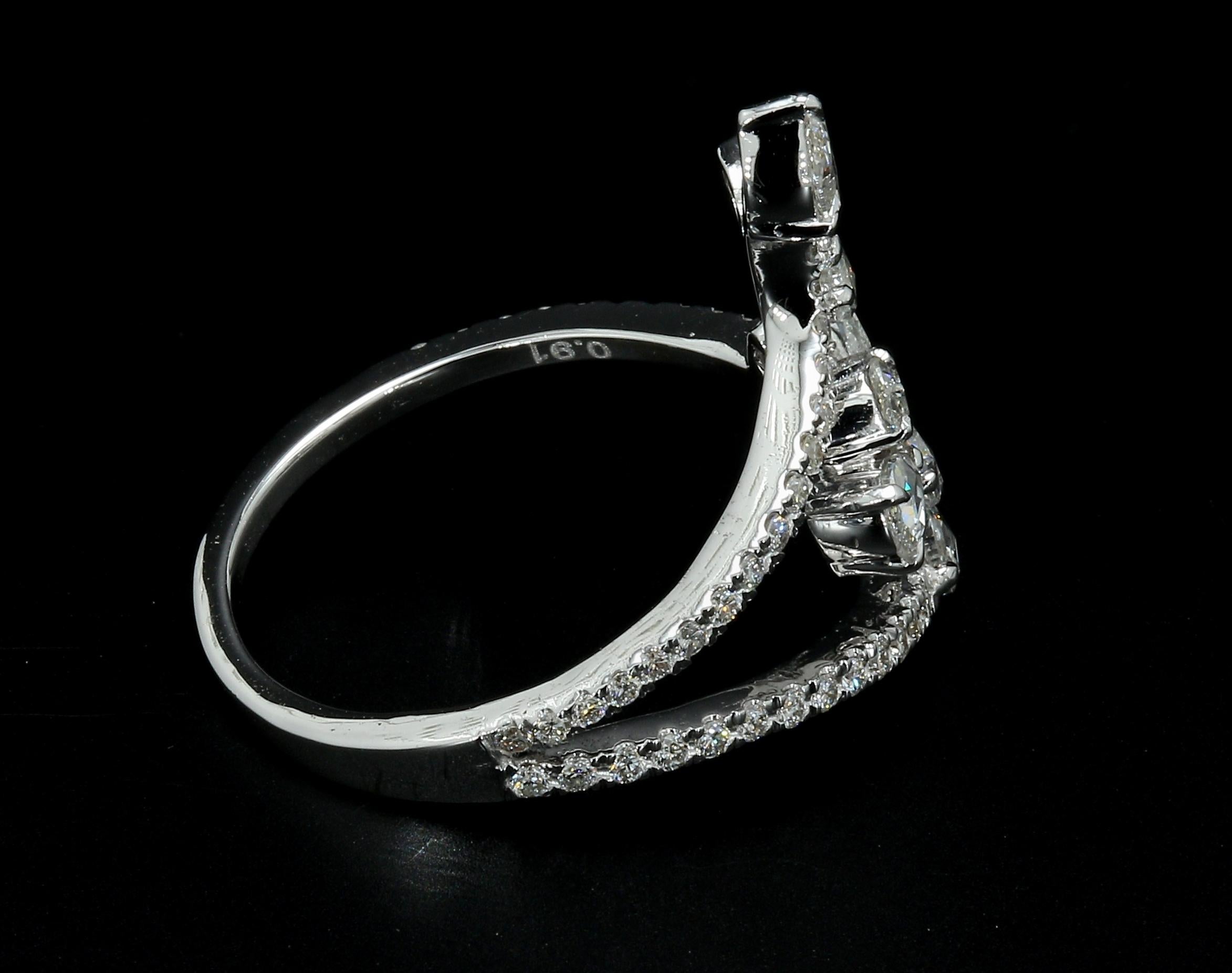 Women's PANIM 0.91 Carat Ring with Diamond Rosecut in 18 Karat White Gold For Sale