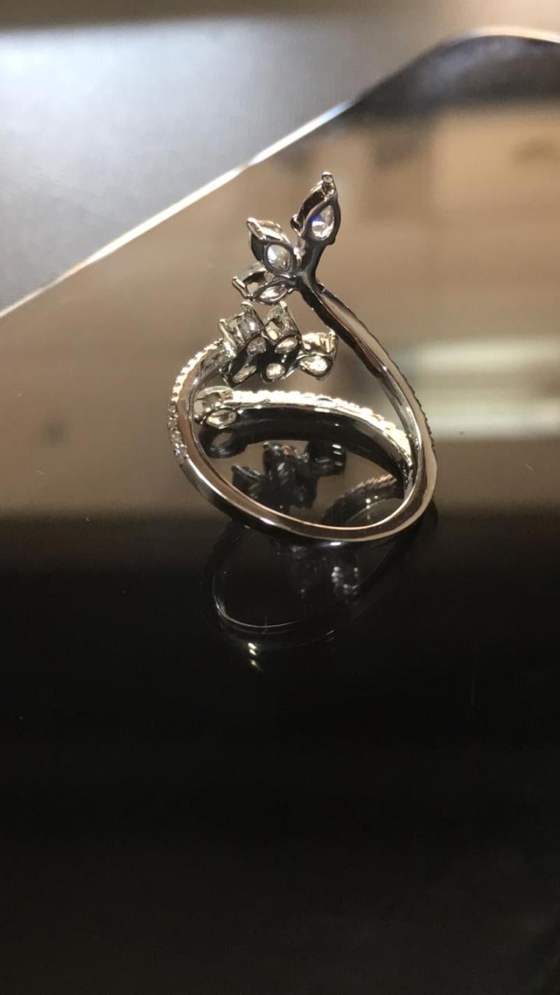PANIM 0.91 Carat Ring with Diamond Rosecut in 18 Karat White Gold For Sale 1