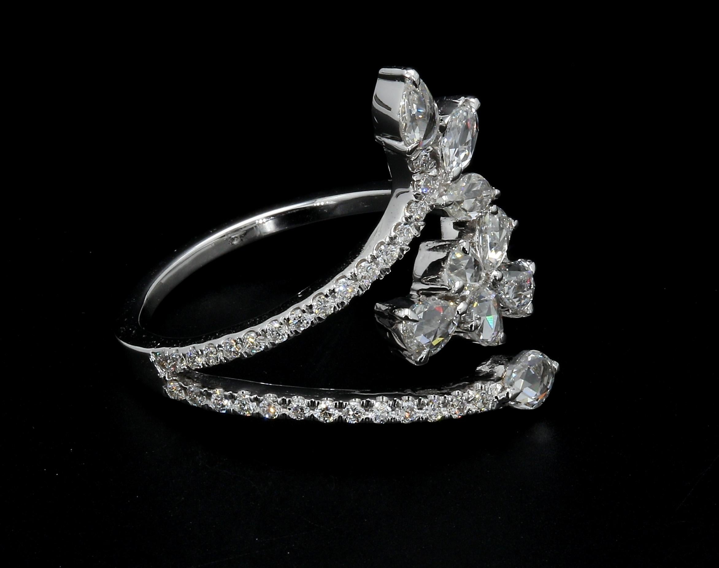 PANIM 0.91 Carat Ring with Diamond Rosecut in 18 Karat White Gold For Sale 2