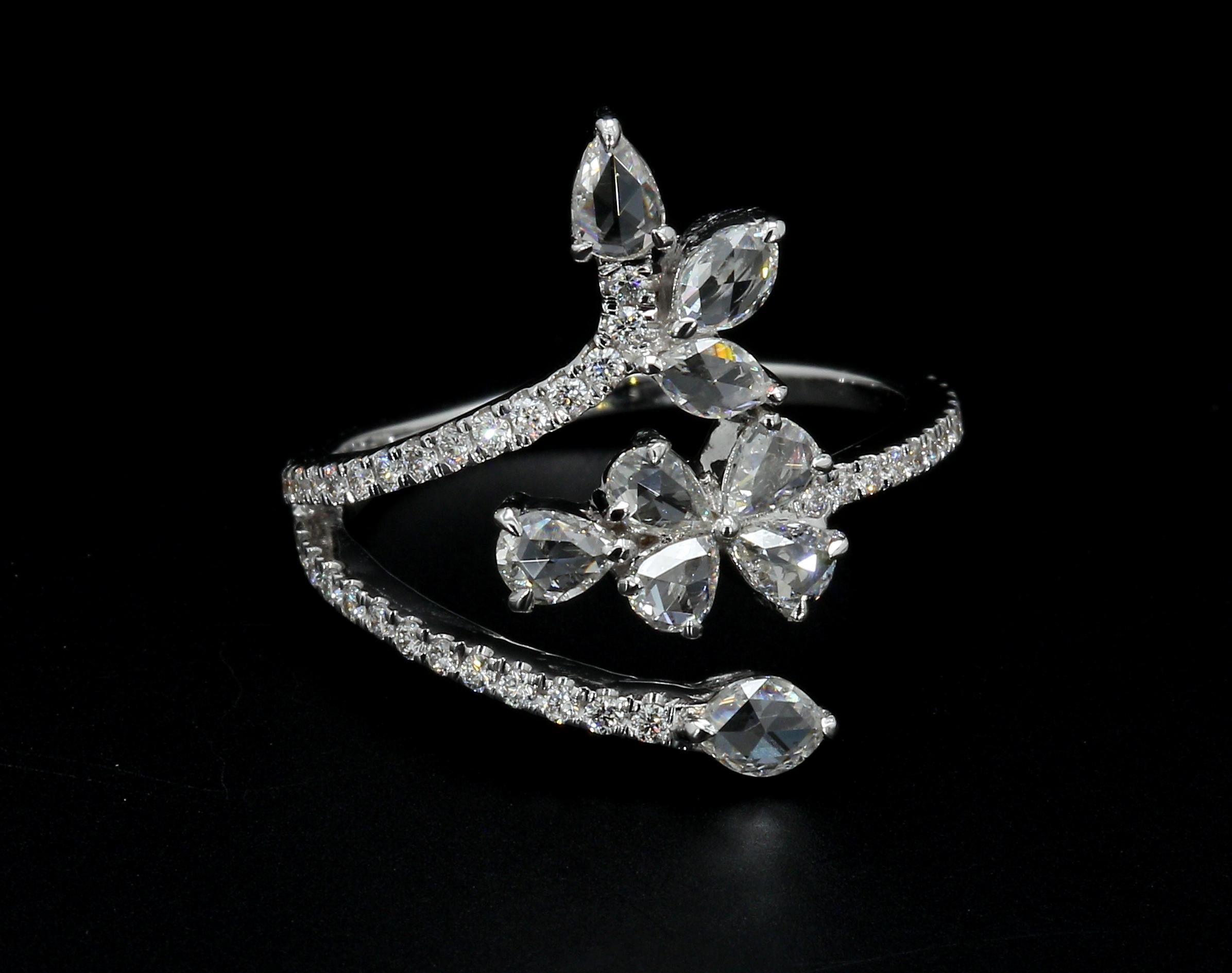 PANIM 0.91 Carat Ring with Diamond Rosecut in 18 Karat White Gold For Sale 3