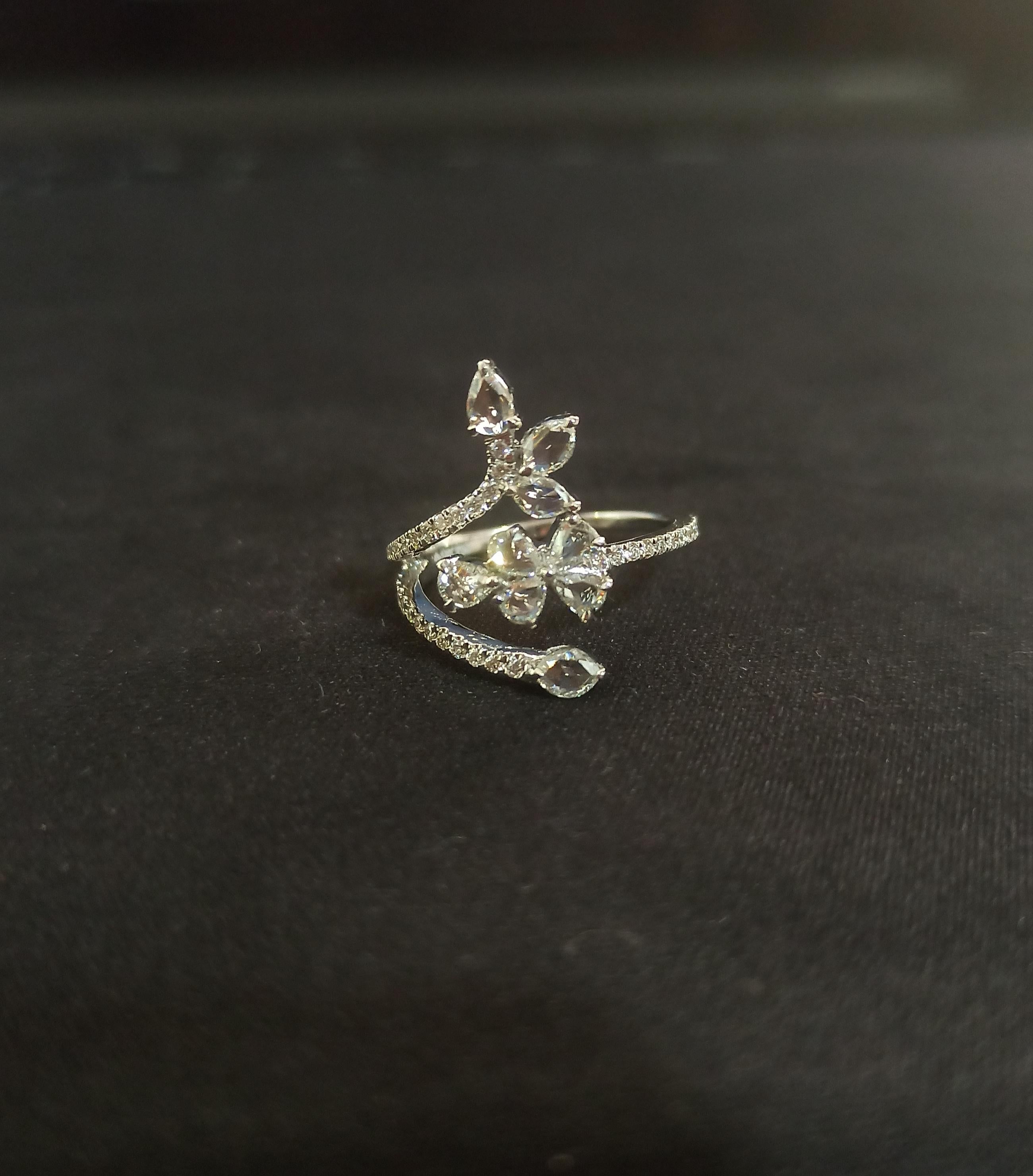 PANIM 0.91 Carat Ring with Diamond Rosecut in 18 Karat White Gold For Sale 4