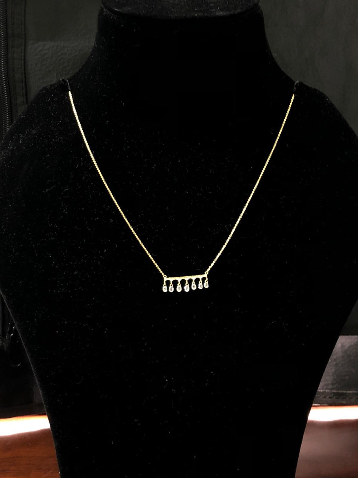 Modern PANIM 1 Carat Chic Diamond Drop Style Necklace in 18 Karat Gold For Sale