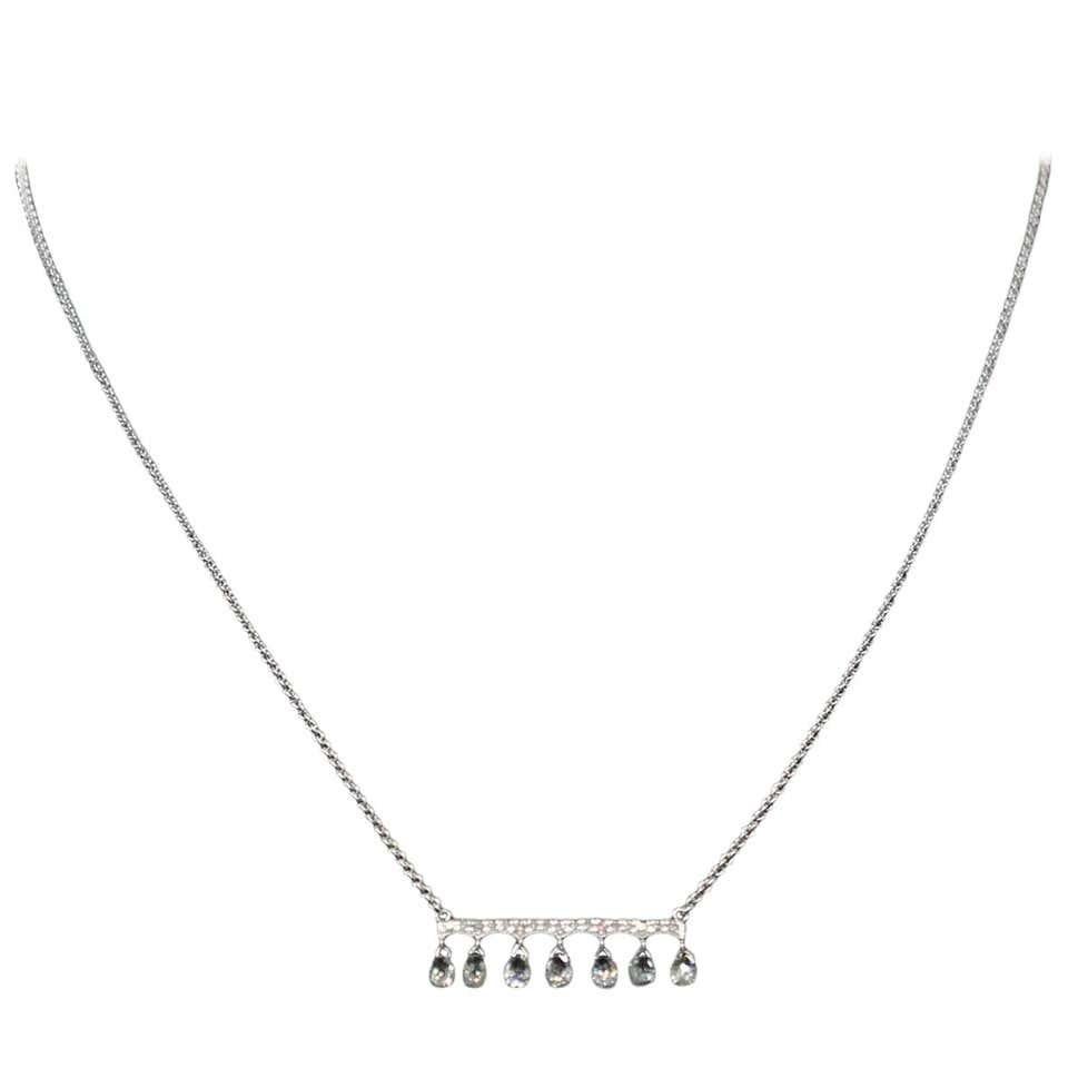 Women's PANIM 1 Carat Chic Diamond Drop Style Necklace in 18 Karat Gold For Sale