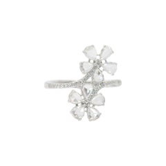 PANIM 1 Carat Cocktail Floral Ring with Diamond Rosecut in 18K White Gold