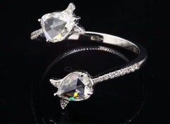 PANIM 1 Carat Pear Shape Diamond Rosecut 18K White Gold Wrap Ring