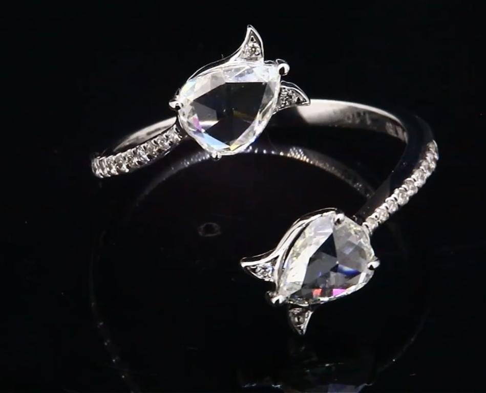 PANIM 1 Carat Pear Shape Diamond Rosecut 18K White Gold Wrap Ring In New Condition For Sale In Tsim Sha Tsui, Hong Kong
