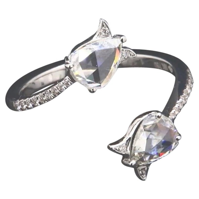 PANIM Anello a fascia in oro bianco 18 carati con diamante a forma di pera da 1 carato