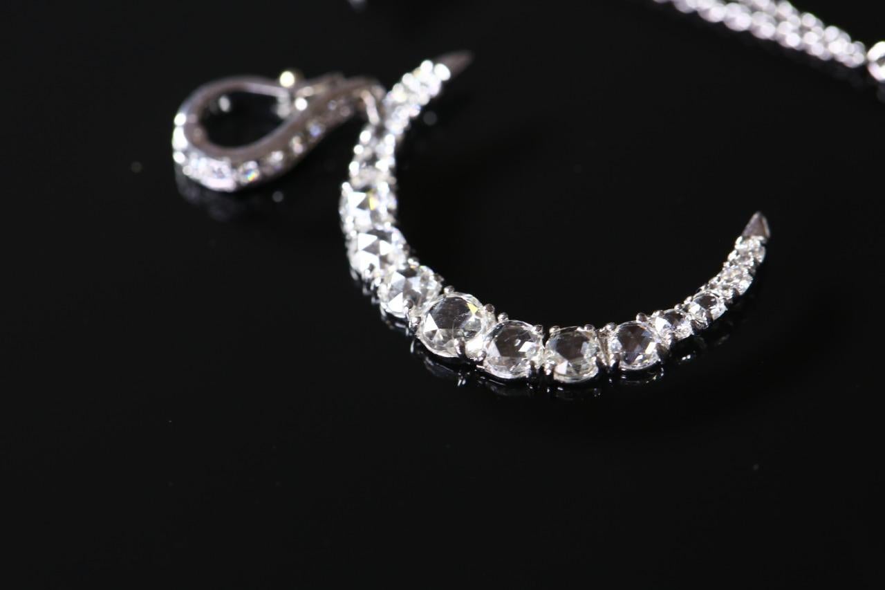 PANIM 1 Carat Rose Cut Diamond Star Necklace in 18k White Gold For Sale 8
