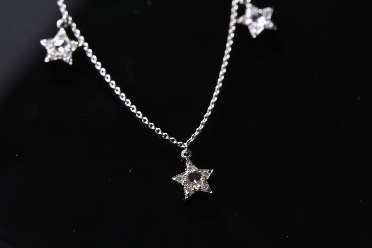 PANIM 1 Carat Rose Cut Diamond Star Necklace in 18k White Gold In New Condition For Sale In Tsim Sha Tsui, Hong Kong