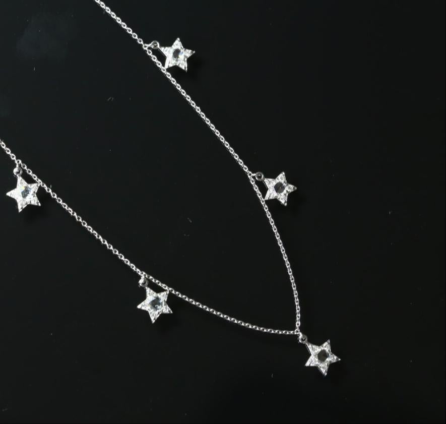 PANIM 1 Carat Rose Cut Diamond Star Necklace in 18k White Gold For Sale 1
