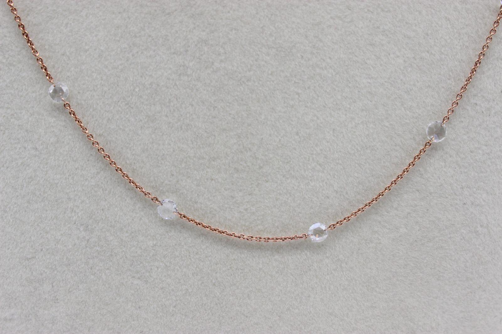 PANIM 1 Carat Rosecut Diamond Circles Necklace in 18 Karat Rose Gold For Sale 6
