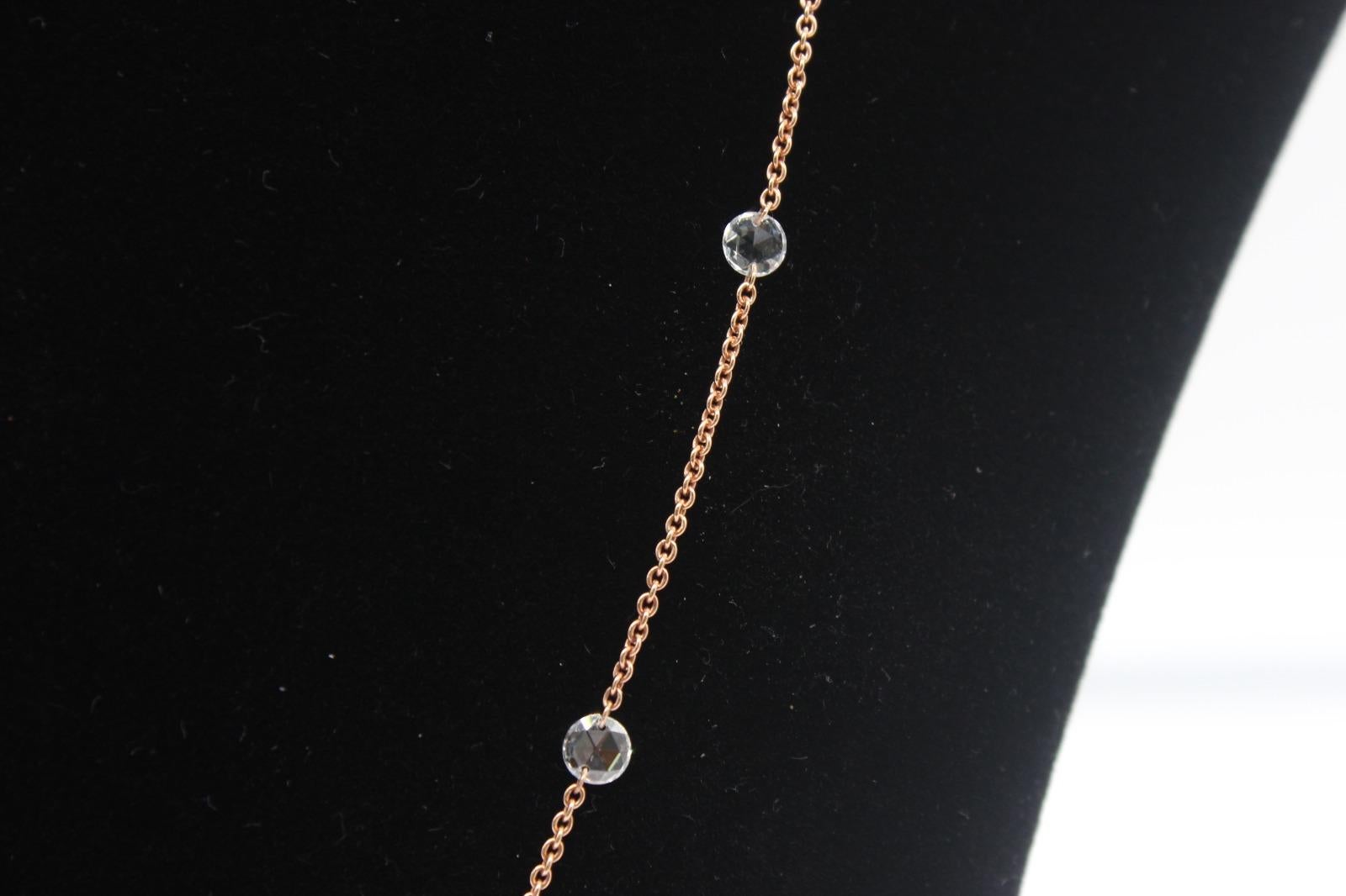 PANIM 1 Carat Rosecut Diamond Circles Necklace in 18 Karat Rose Gold For Sale 3